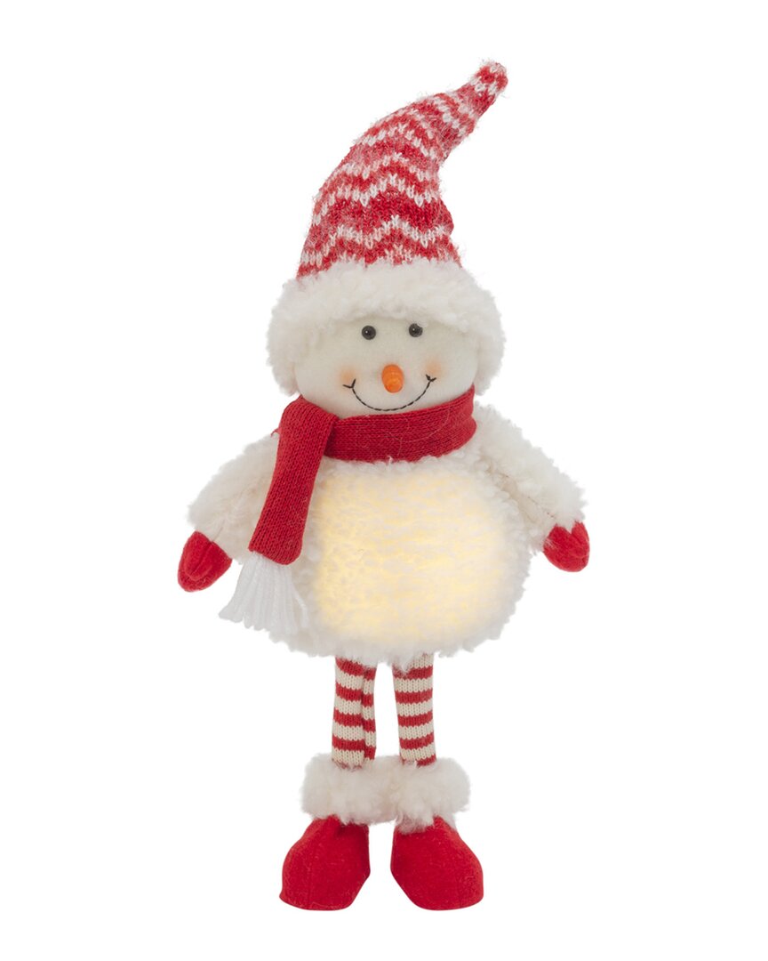 Gerson International 19.7in Lighted Fabric Standing Snowman Figurine In White