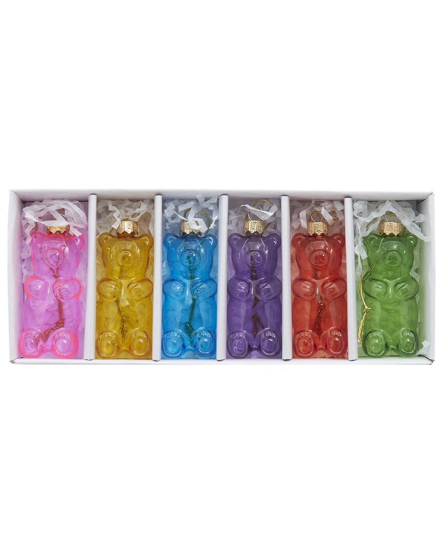 Kurt Adler Set Of 5 Noble Gems Glass Gummy Bear Ornaments