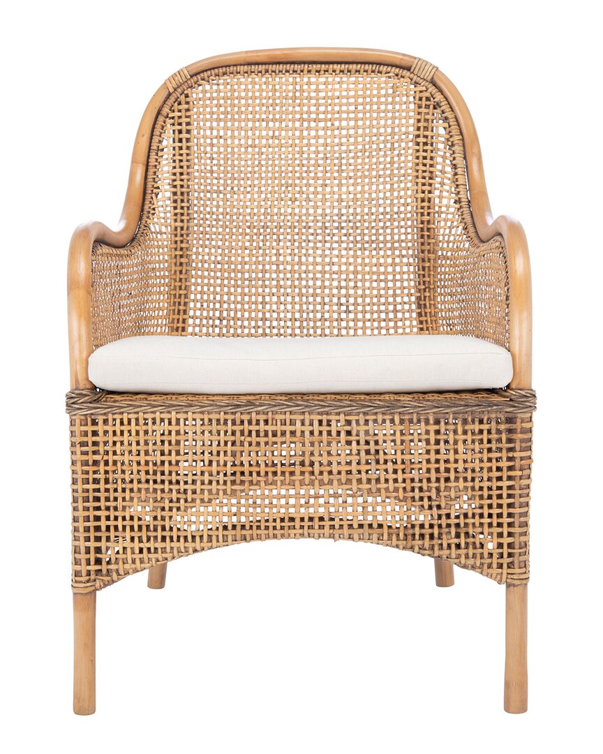 Safavieh Couture Charlie Rattan Accent Chair W/ Cushion In Natural