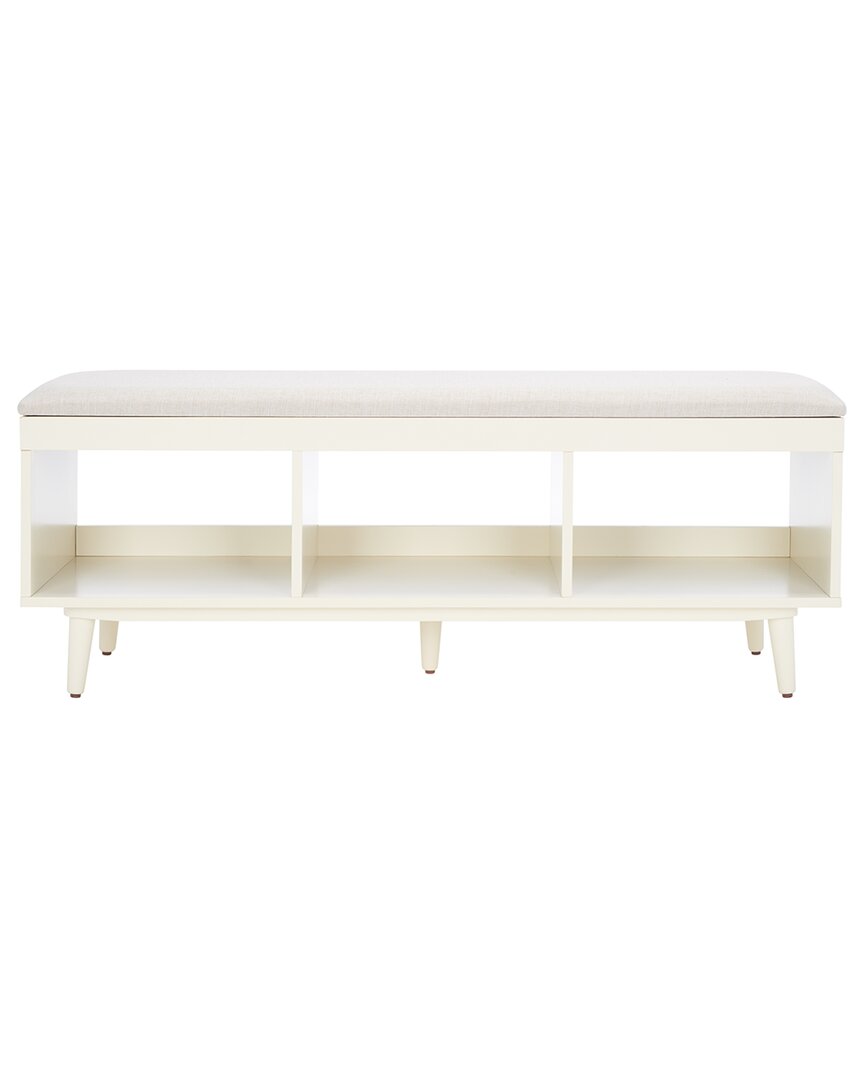 Safavieh Cricket Open Shelf Bench With Cushion In White