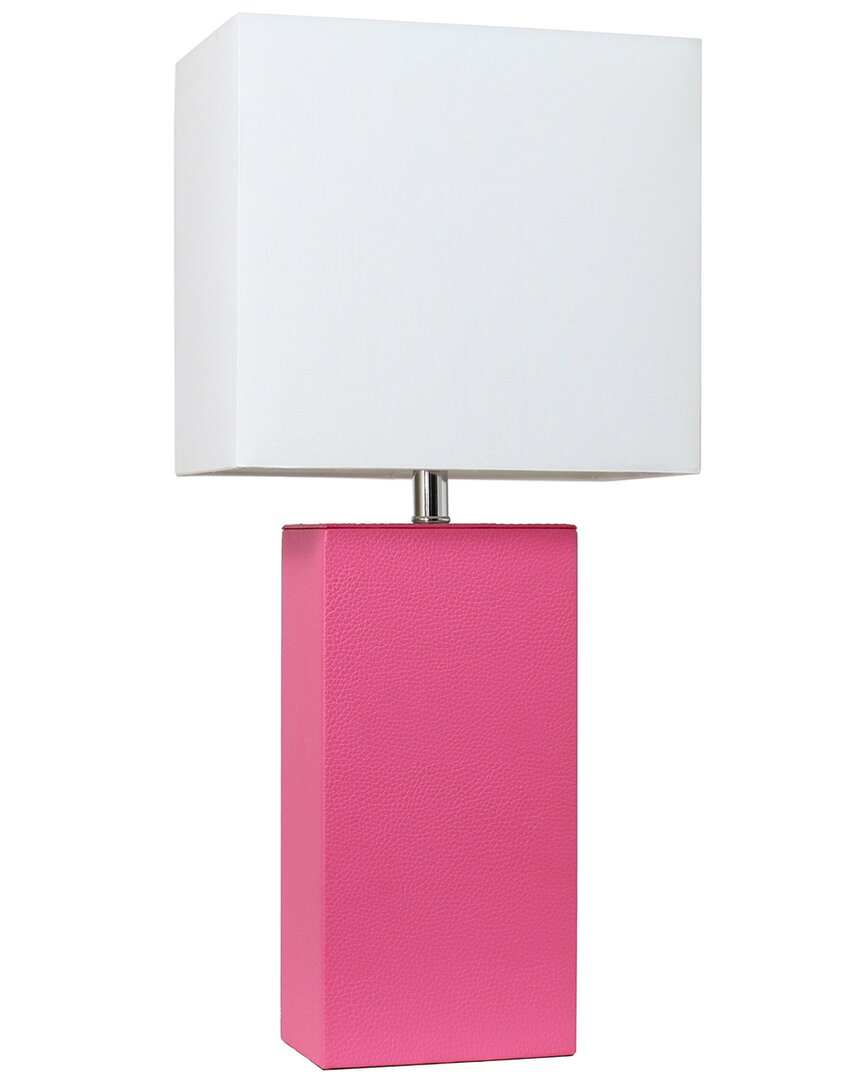 Shop Lalia Home Lexington 21in Leather Base Modern Home Décor Bedside Table Lamp In Pink