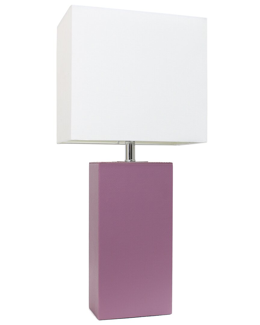 Shop Lalia Home Lexington 21in Leather Base Modern Home Décor Bedside Table Lamp In Purple
