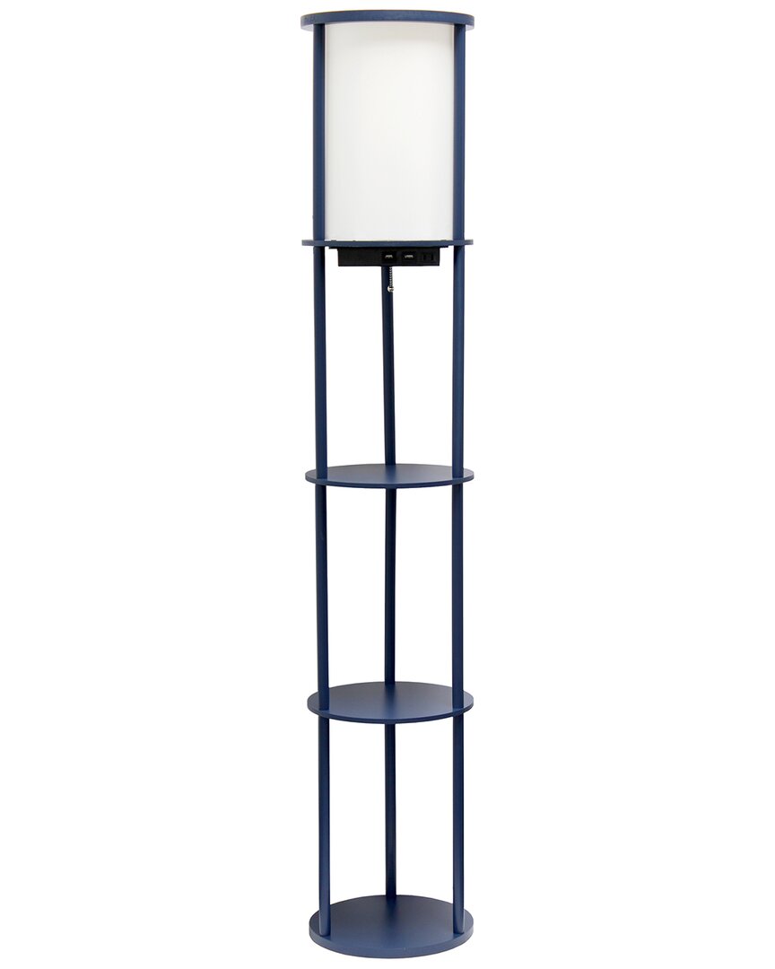 Lalia Home 62.5in Round Modern Shelf Etagere Organizer Storage Floor Lamp In Blue