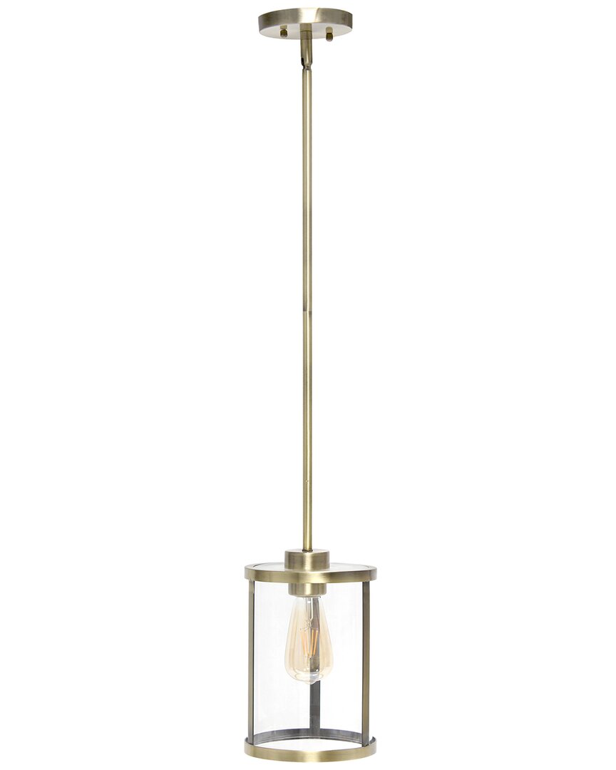 Lalia Home 1-light 9.25in Modern Farmhouse Adjustable Hanging Cylindrical  Clear Glass Pendant Fixture In Gold