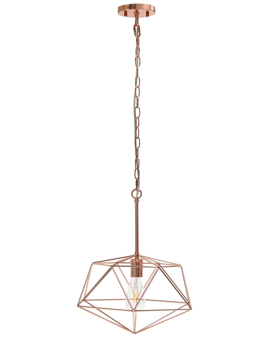 Lalia Home 1 Light 16in Modern Metal Wire Paragon Hanging Ceiling Pendant Fixture In Gold