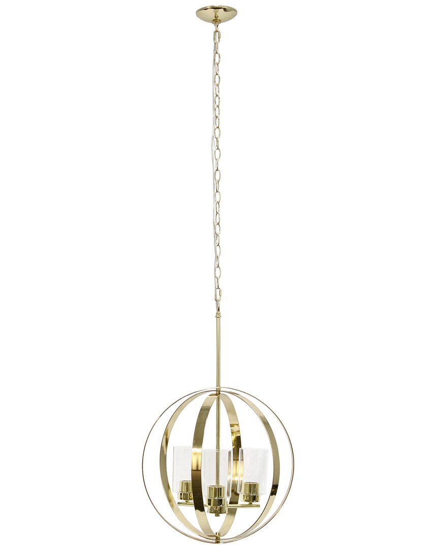 Lalia Home 3-light 18in Adjustable Industrial Globe Hanging Metal And Clear  Glass Ceiling Pendant In Gold