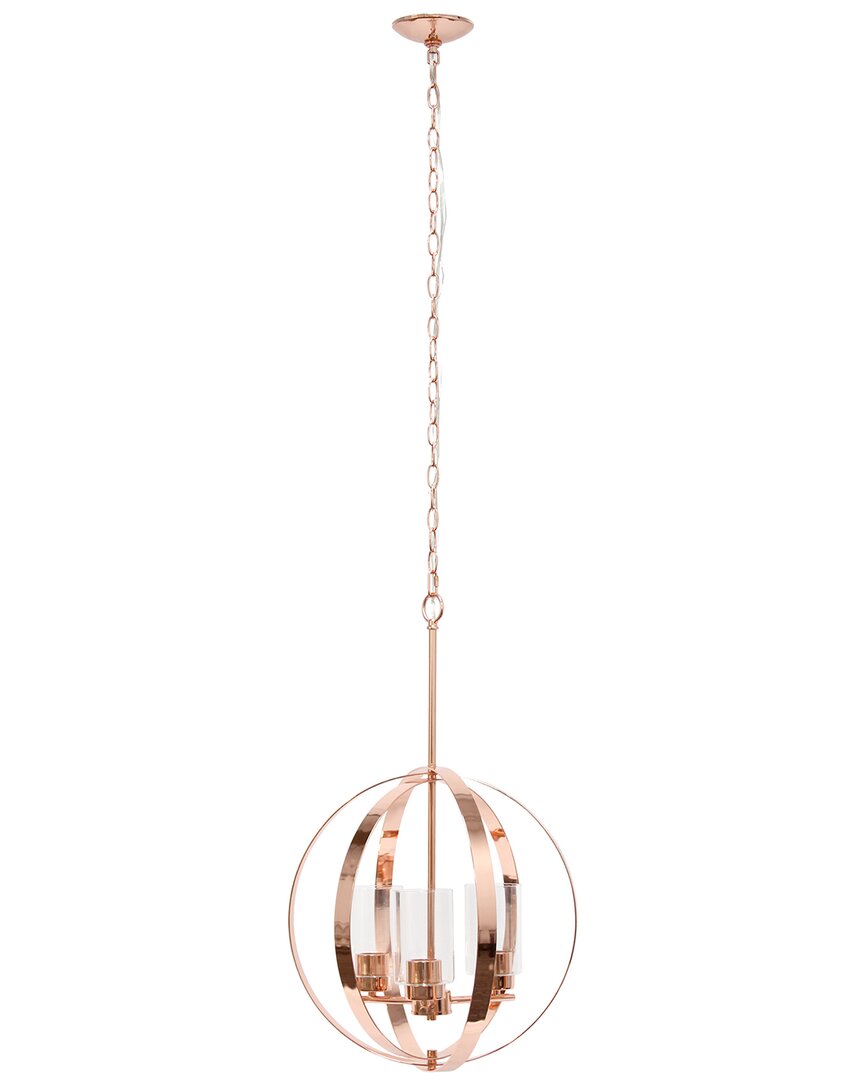 Lalia Home 3-light 18in Adjustable Industrial Globe Hanging Metal And Clear  Glass Ceiling Pendant In Gold