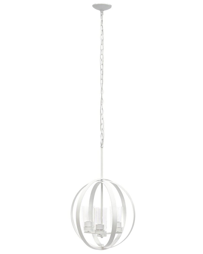 Lalia Home 3-light 18in Adjustable Industrial Globe Hanging Metal And Clear  Glass Ceiling Pendant In White