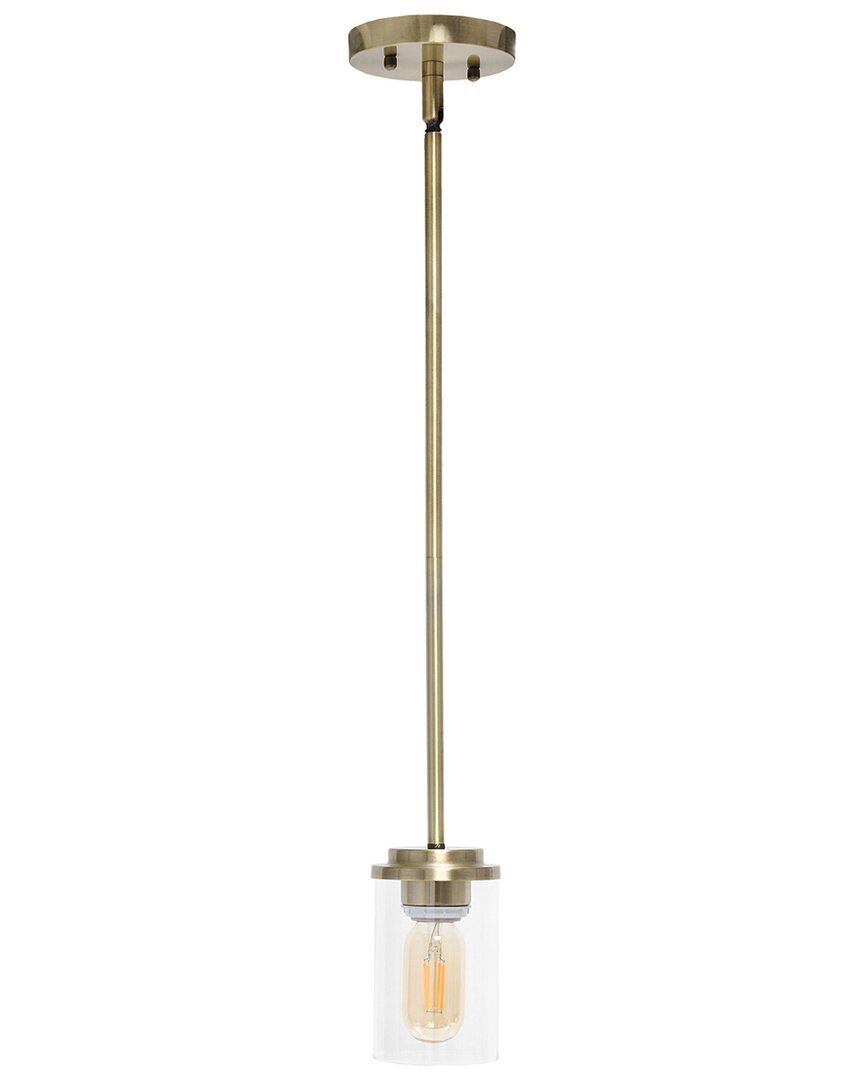Lalia Home 1-light 5.75in Minimalist Industrial Farmhouse Adjustable Hanging  Clear Cylinder Glass Pendant Fixt In Gold