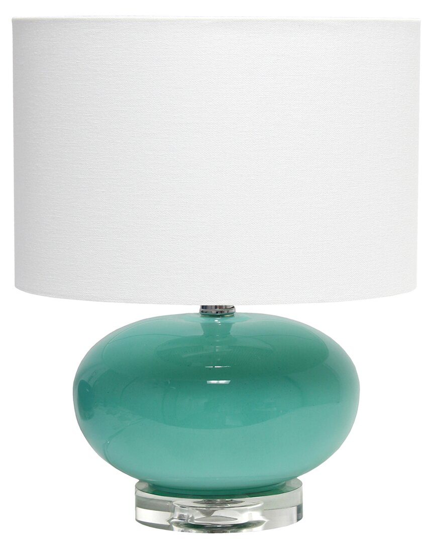 Lalia Home 15.25in Modern Ovaloid Glass Bedside Table Lamp In Blue
