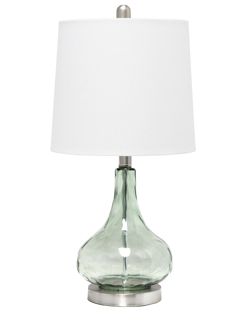 Lalia Home 23.25in Contemporary Rippled Colored Glass Bedside Desk Table Lamp In Green