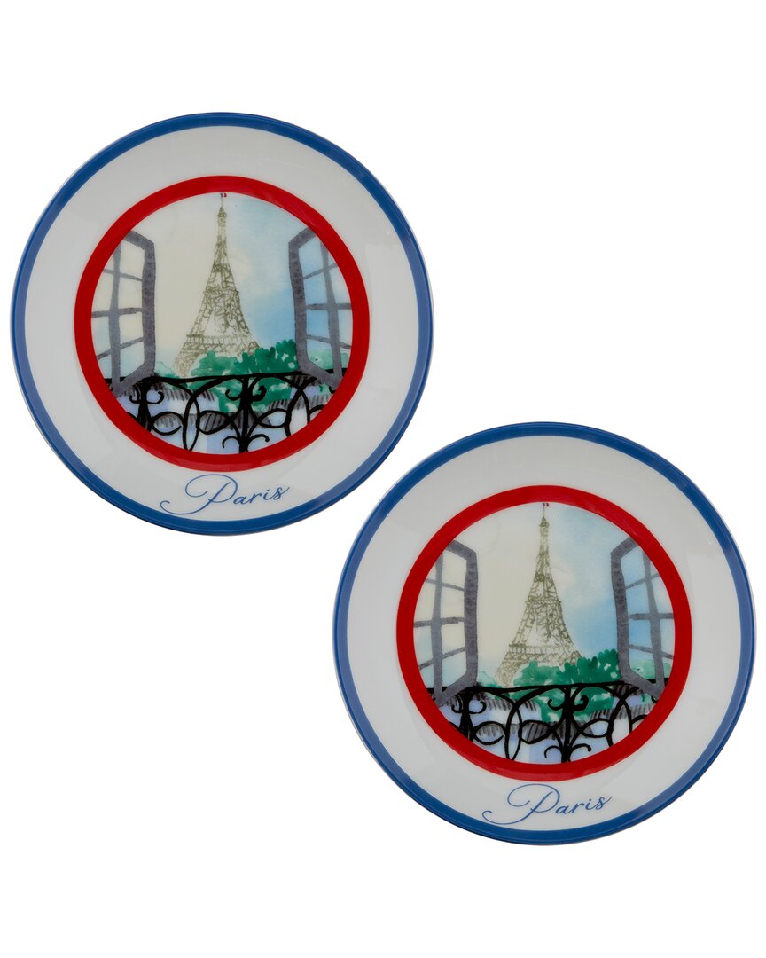 Rosanna Set Of 2 The Grand Tour Paris 6in Plates In Multi