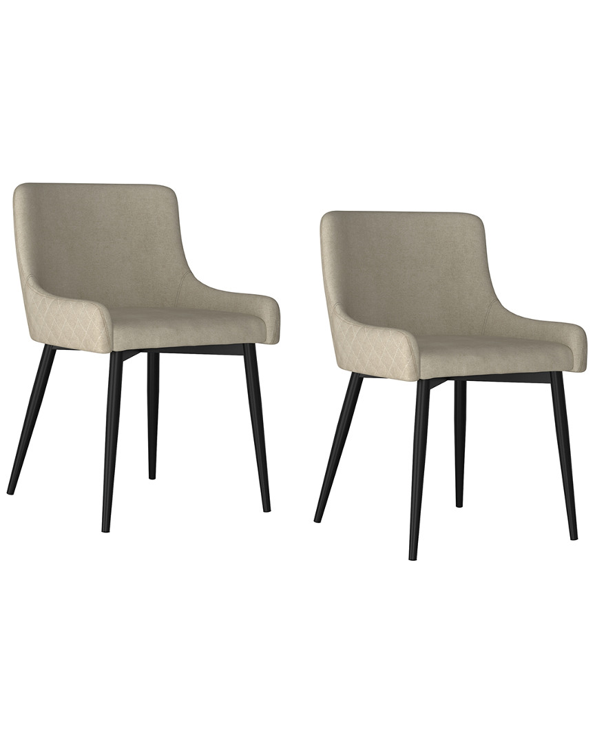 Worldwide Home Furnishings Nspire Set Of 2 Mid Century Upholstered Side Chairs In Beige