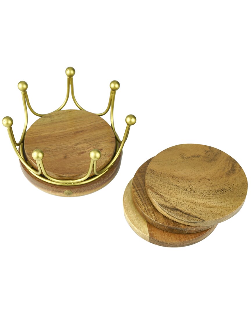 GODINGER DNU AUR DISCONTINUED GODINGER GOLD CROWN COASTER SET