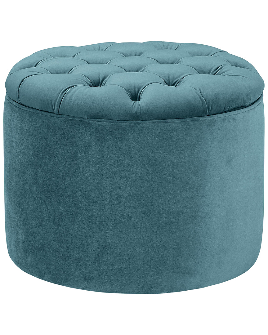 Tov Queen Sea Blue Velvet Storage Ottoman