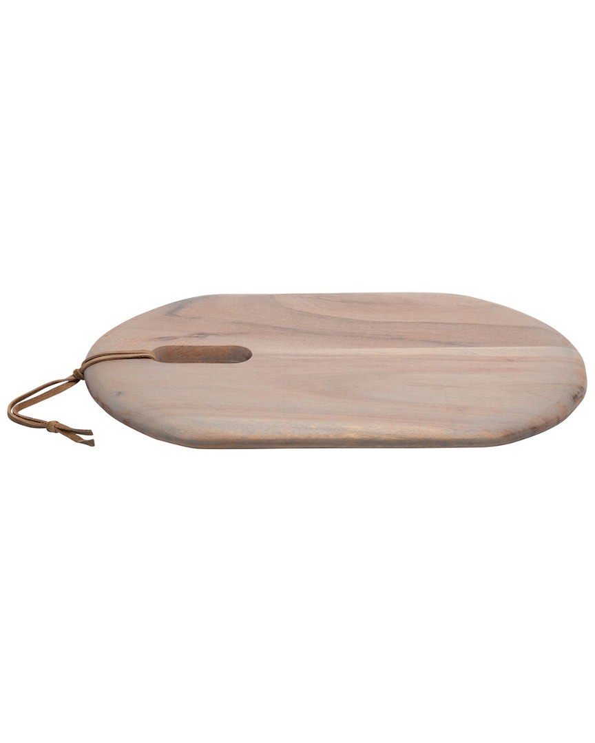 Bidkhome Acacia Wood Cutting Board With Leather Strap In Green
