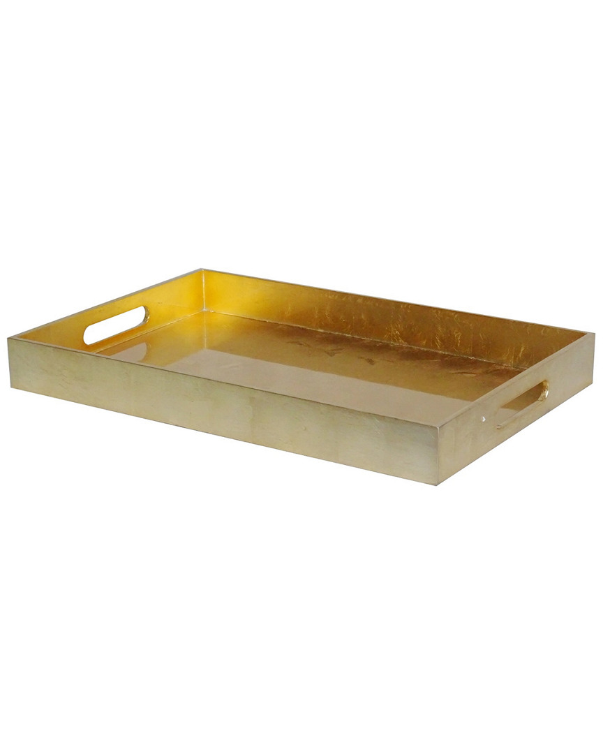 Bidkhome Medium Gold Leaf Lacquer Rectangle Serving Tray