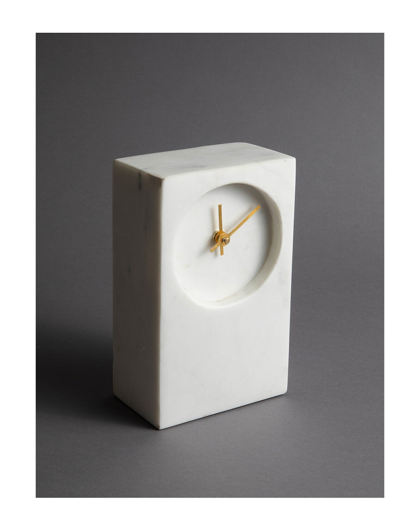 Bidkhome Marble Tower Table Clock In White