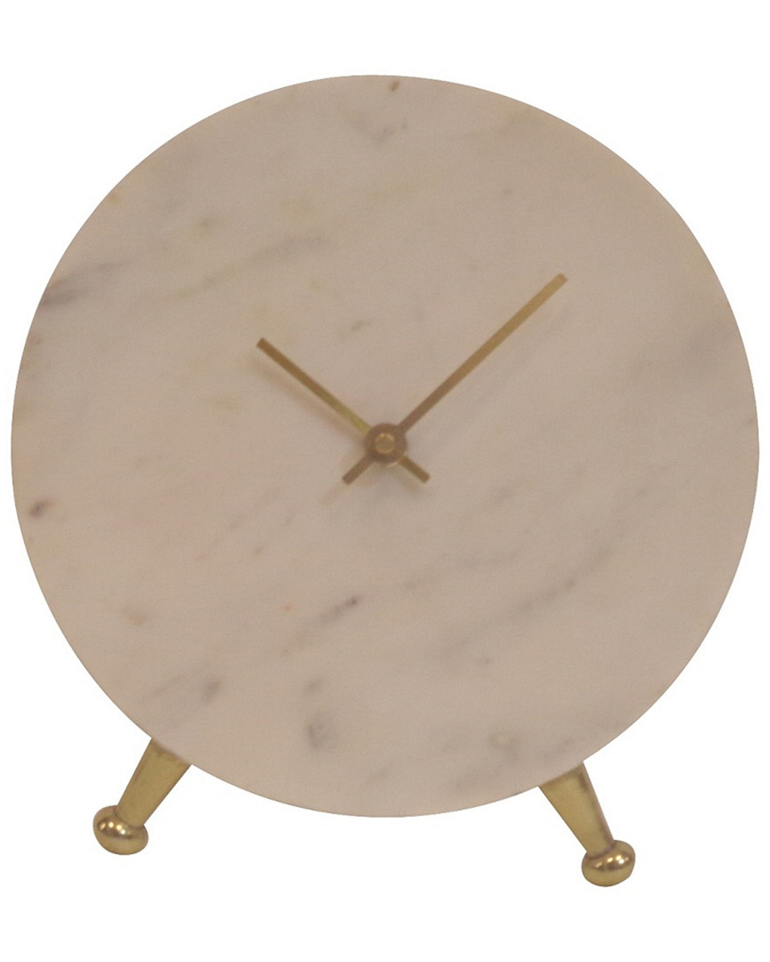 Bidkhome Small Marble Table Clock In White