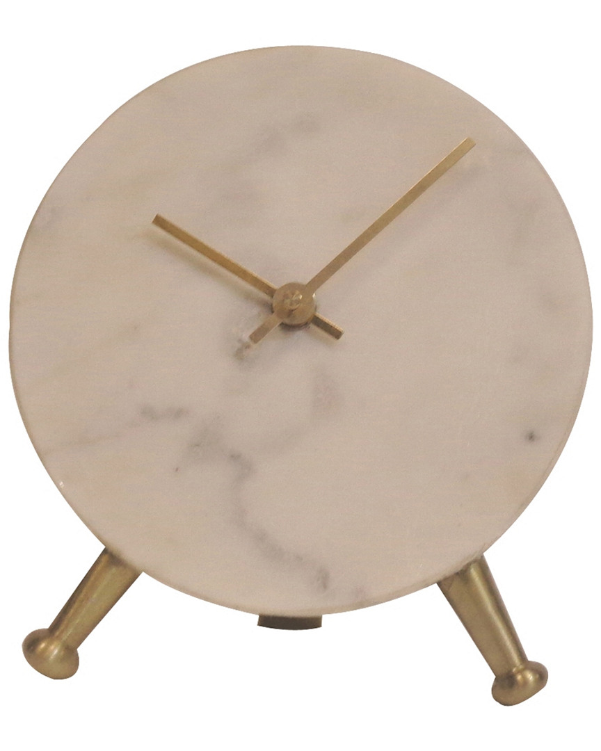 Bidkhome Small Marble Table Clock In White