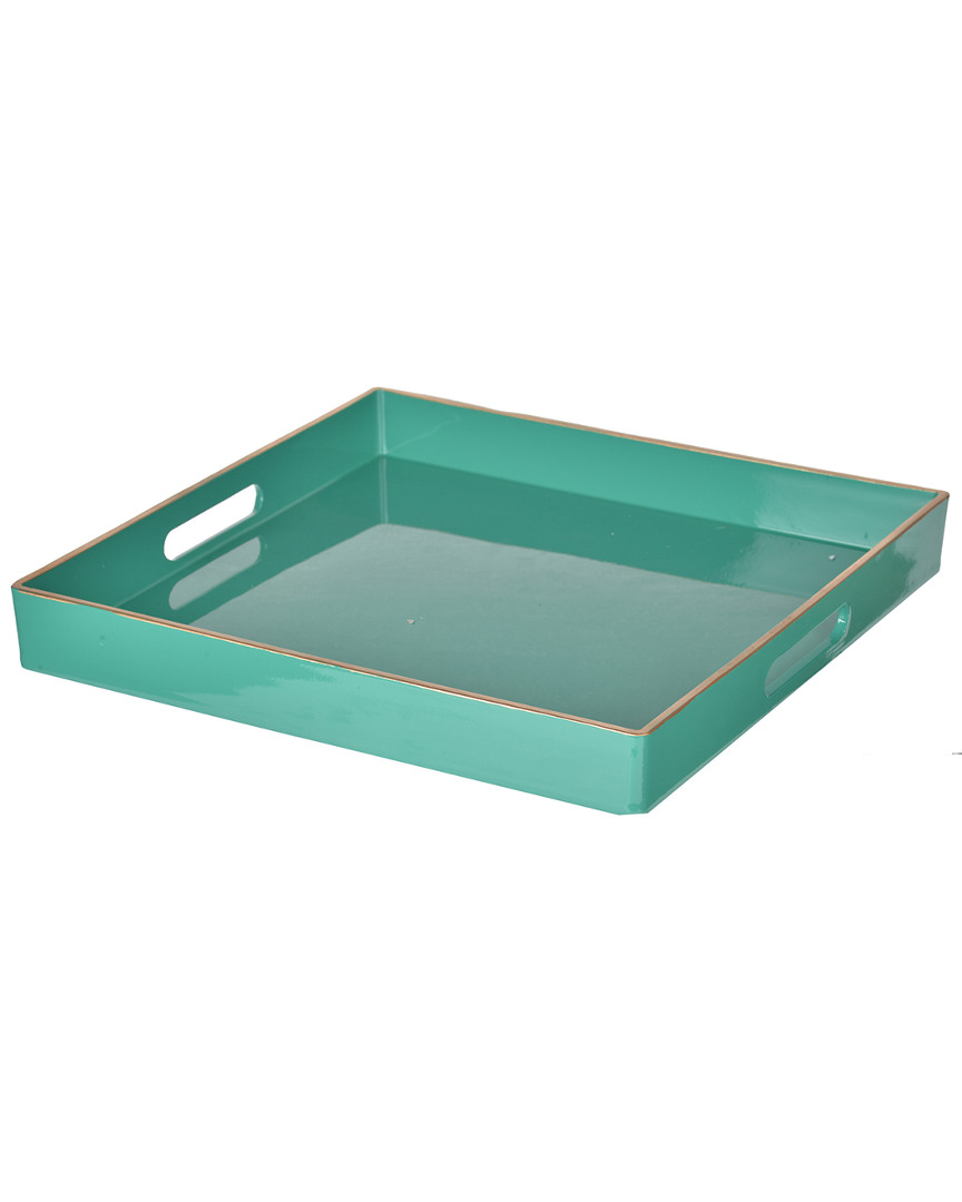 R16 Home Turquoise Mimosa Square Tray In Green