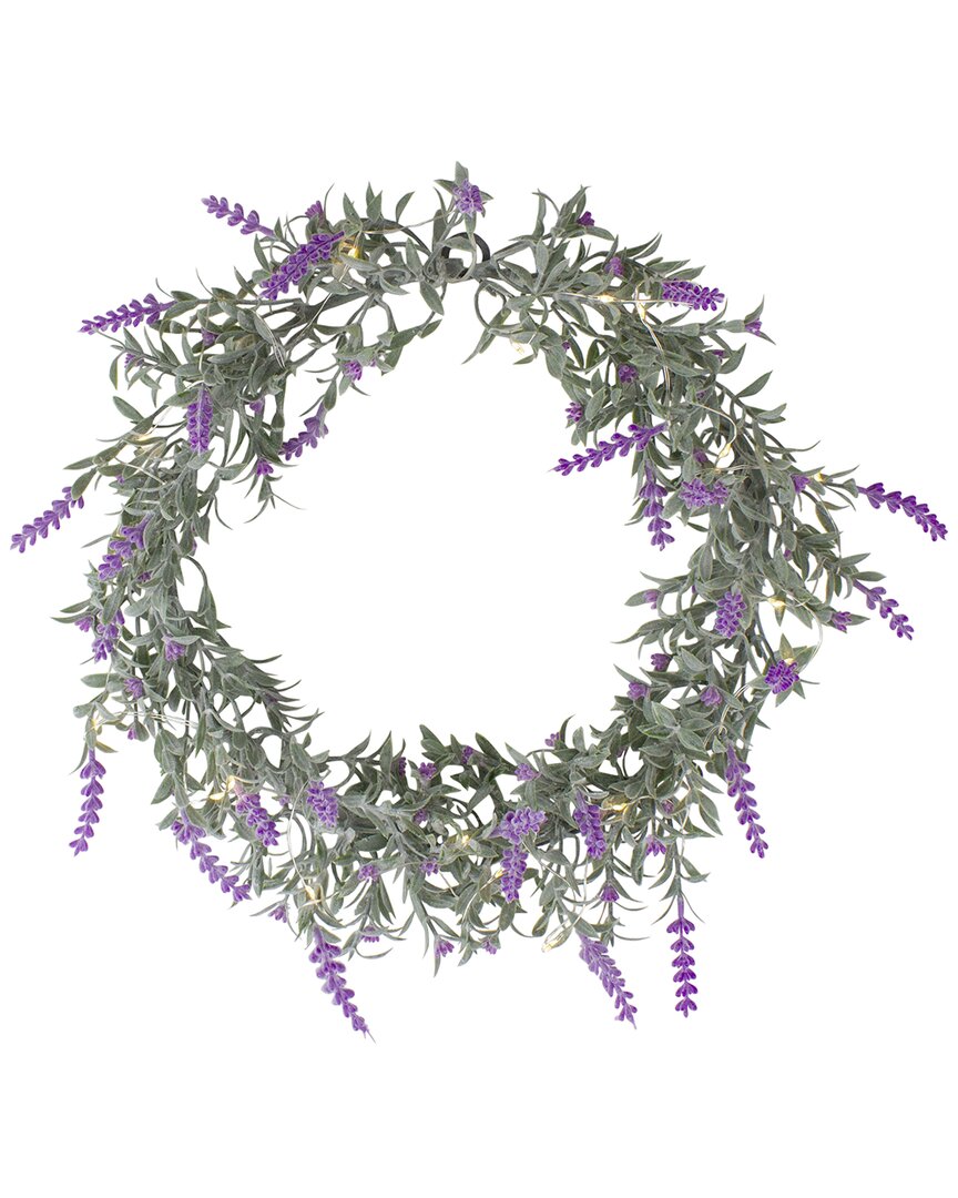 Northlight Pre-lit Lavender Spring Wreath - Battery Operated In Green