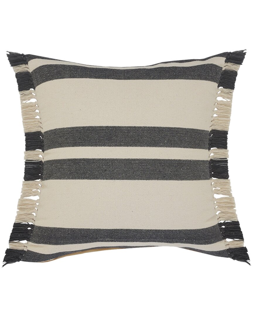 Lr Home Hailey Striped Throw Pillow With Fringe In Gray