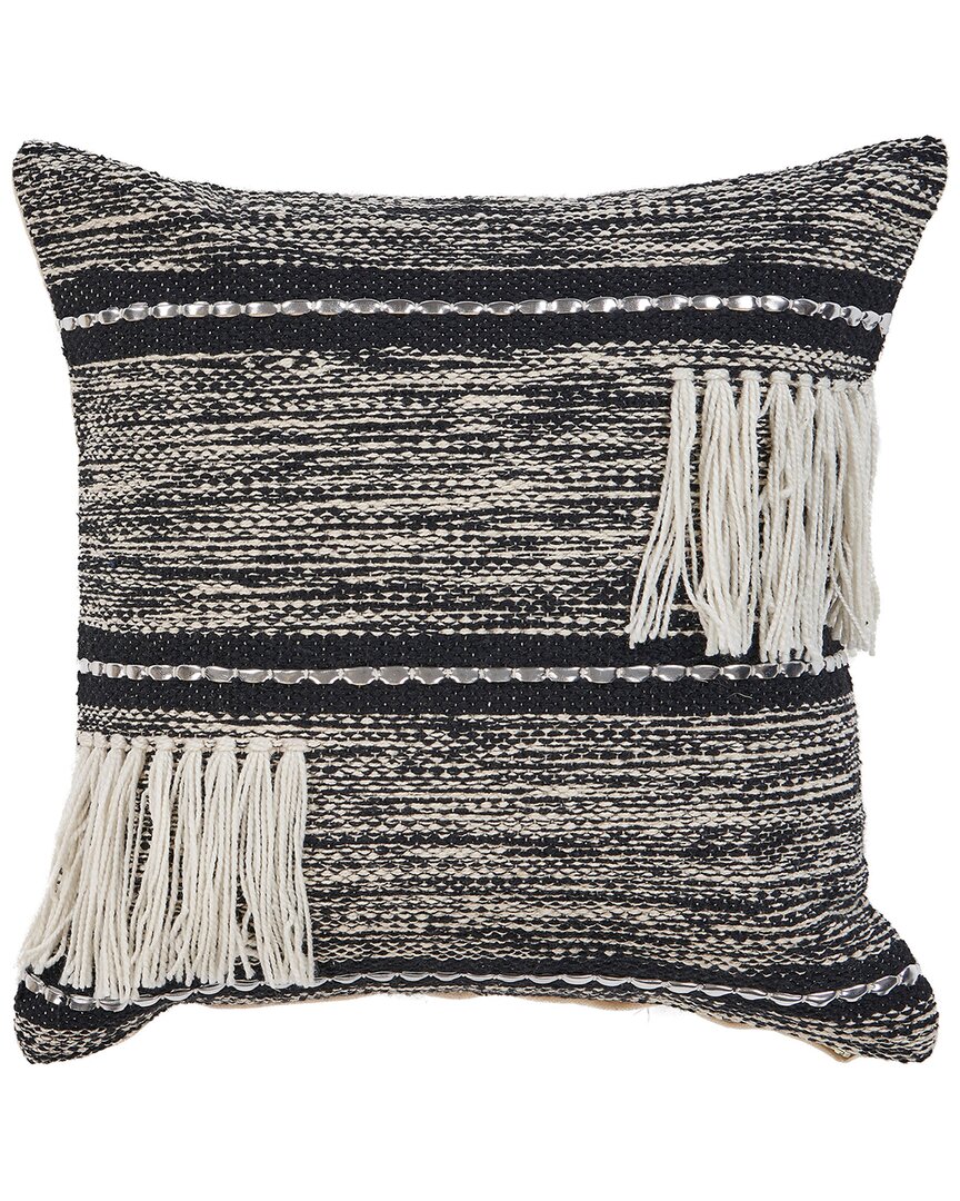 Lr Home Hailey Fringe Metallic Throw Pillow In Black