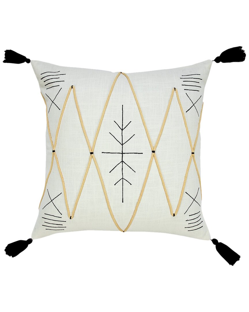 Lr Home Daniela Bohemian Basics Textured Embroidered Throw Pillow In White