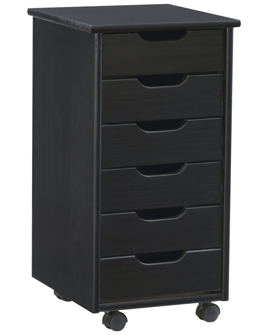 Linon Rudy Rolling 6 Drawer Cart In Black