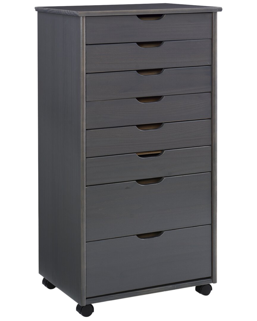 Linon Rudy Rolling 8 Drawer Cart In Grey