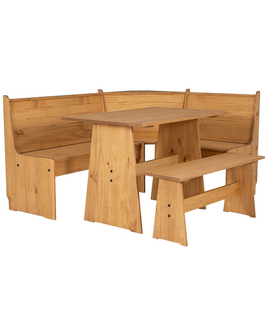 Linon Nooks Corner Nook, Table & Bench In Brown