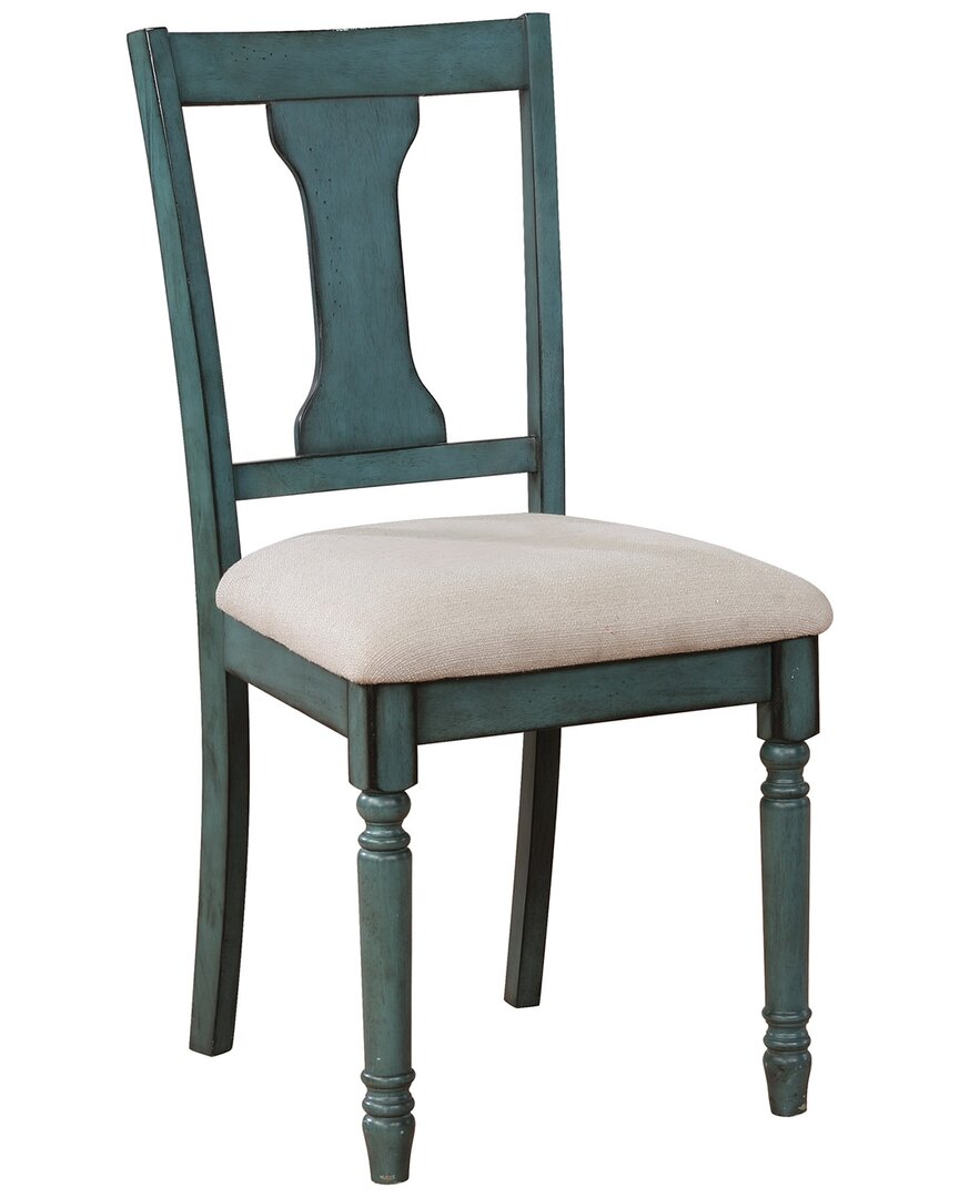 Linon Willow Teal Side Chair In Blue