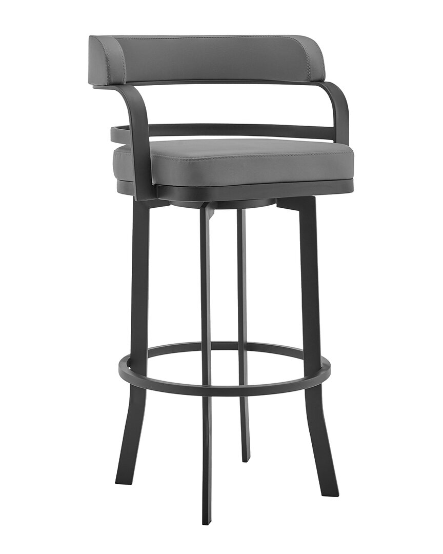 Armen Living Prinz 26in Metal Swivel Bar Stool In Gray