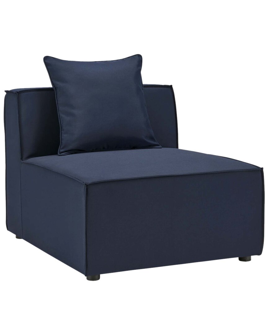 Modway Saybrook Outdoor Patio Upholstered Sectional Sofa Armless Chair In Blue
