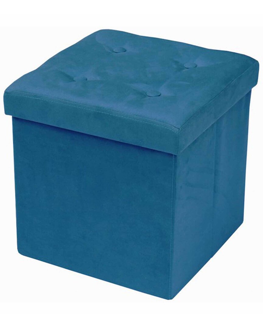 Sorbus Foldable Teal Suede Storage Ottoman