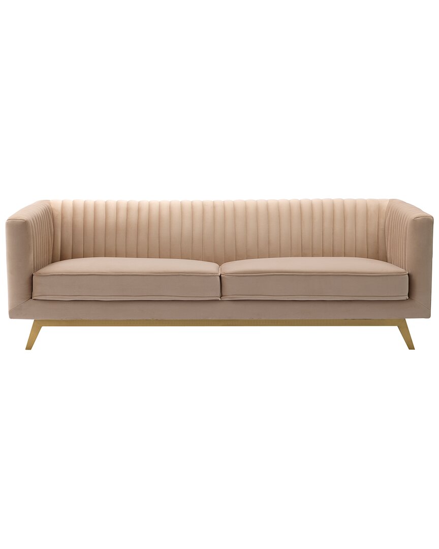 Armen Living Liv Modern Beige Velvet Sofa