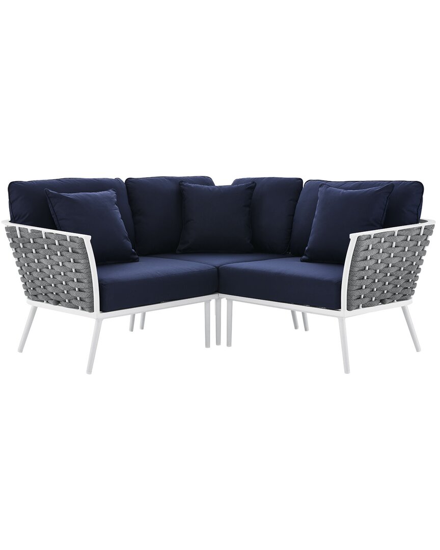 Modway Stance Outdoor Patio Aluminum Small Sectional Sofa In White
