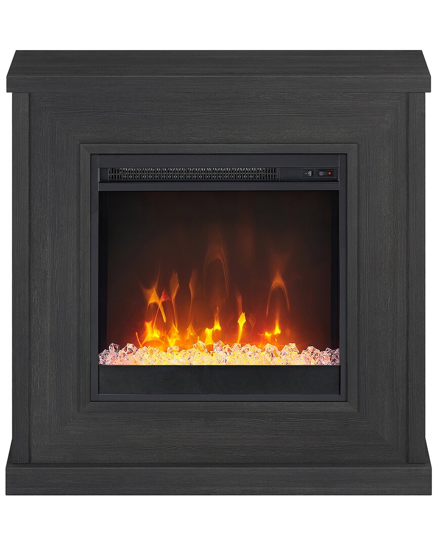Abraham + Ivy Santos 30 Wide Mantel Fireplace With Crystal Fireplace Insert In Grey