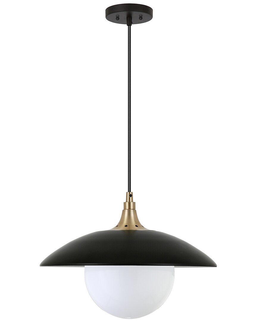 Abraham + Ivy Alvia 14.5 Wide Pendant With Metal/glass Shade In Black