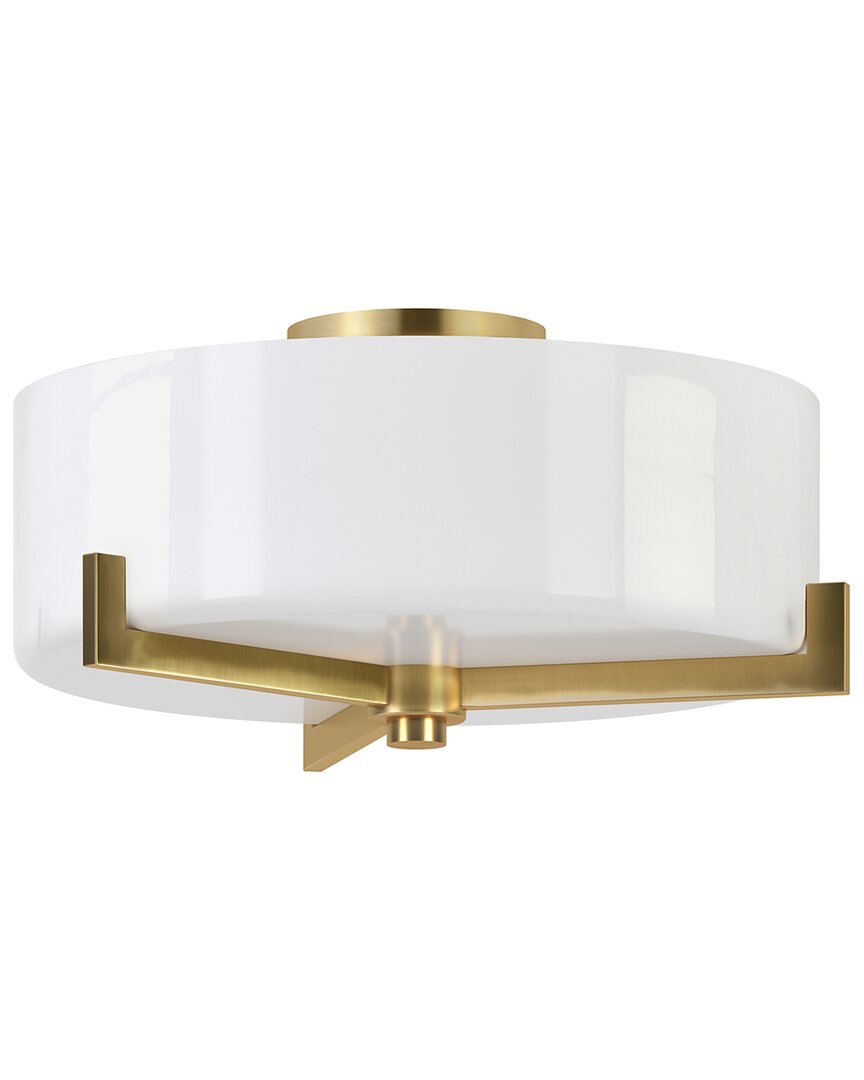 Abraham + Ivy Hamlin 17 Wide 2-light Semi Flush Mount With Glass Shade In Gold
