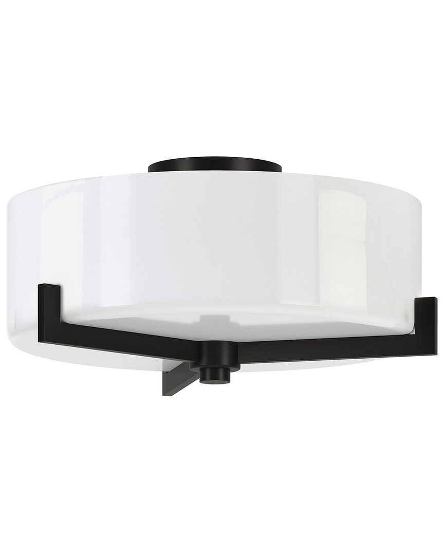 Abraham + Ivy Hamlin 17 Wide 2-light Semi Flush Mount With Glass Shade In Black