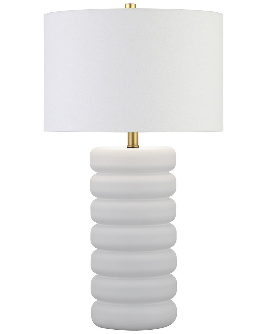 Abraham + Ivy Zelda 25in Tall Ceramic Bubble Body Table Lamp With Fabric Shade In White