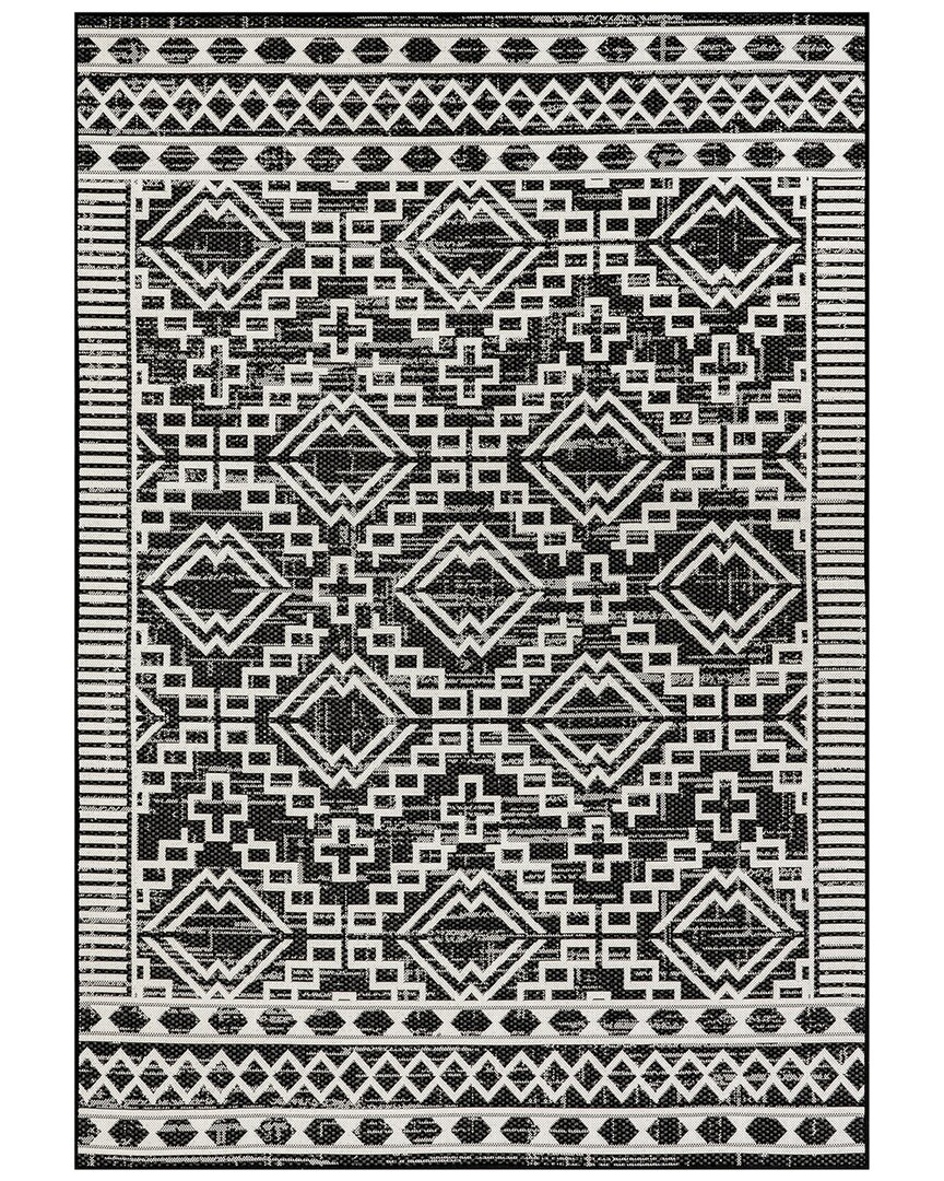 Nuloom Cari Moroccan Tribal Indoor/outdoor Polypropylene & Polyester Area Rug In Black