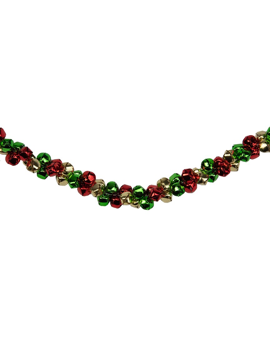 Northern Lights Northlight 5ft Green Gold And Red Festive Jingle Bell Artificial Christmas Garland In Red