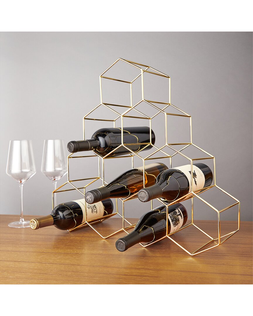 Viski 10-bottle Gold Geo Wine Rack