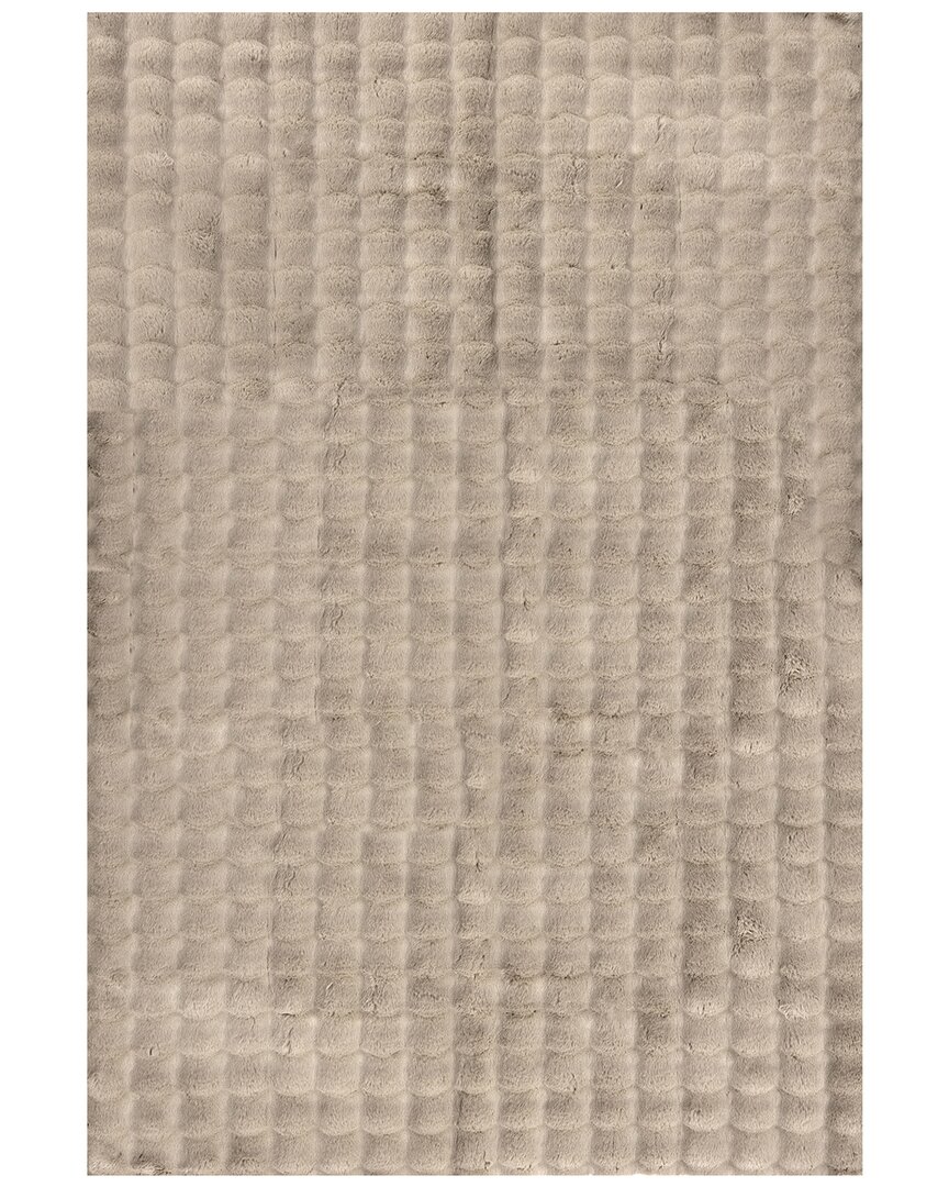 Nuloom Jeni Solid Faux Rabbit Machine Washable Area Rug In Beige