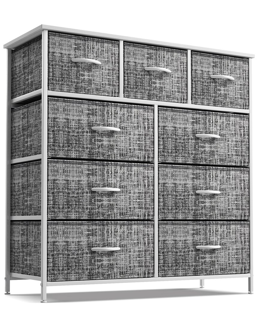 Sorbus Home 9 Drawer Fabric Dresser In Grey