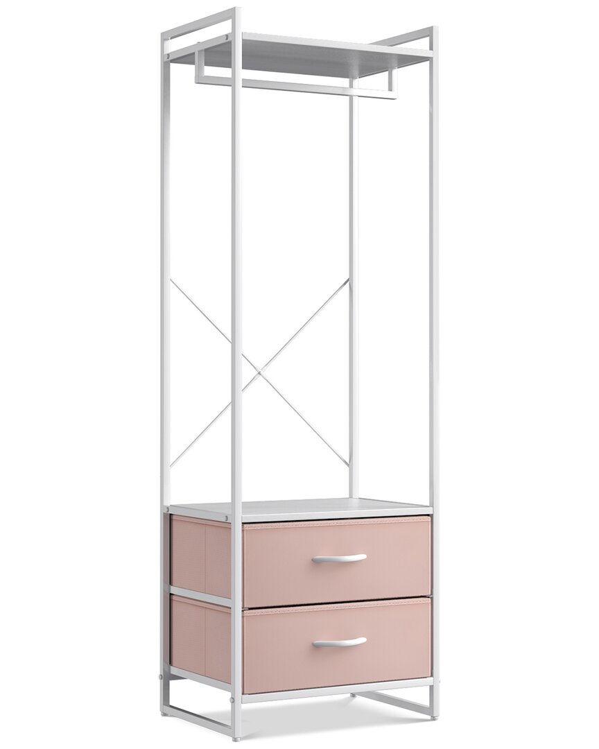 Sorbus Home Clothing Rack With Drawers In Pink