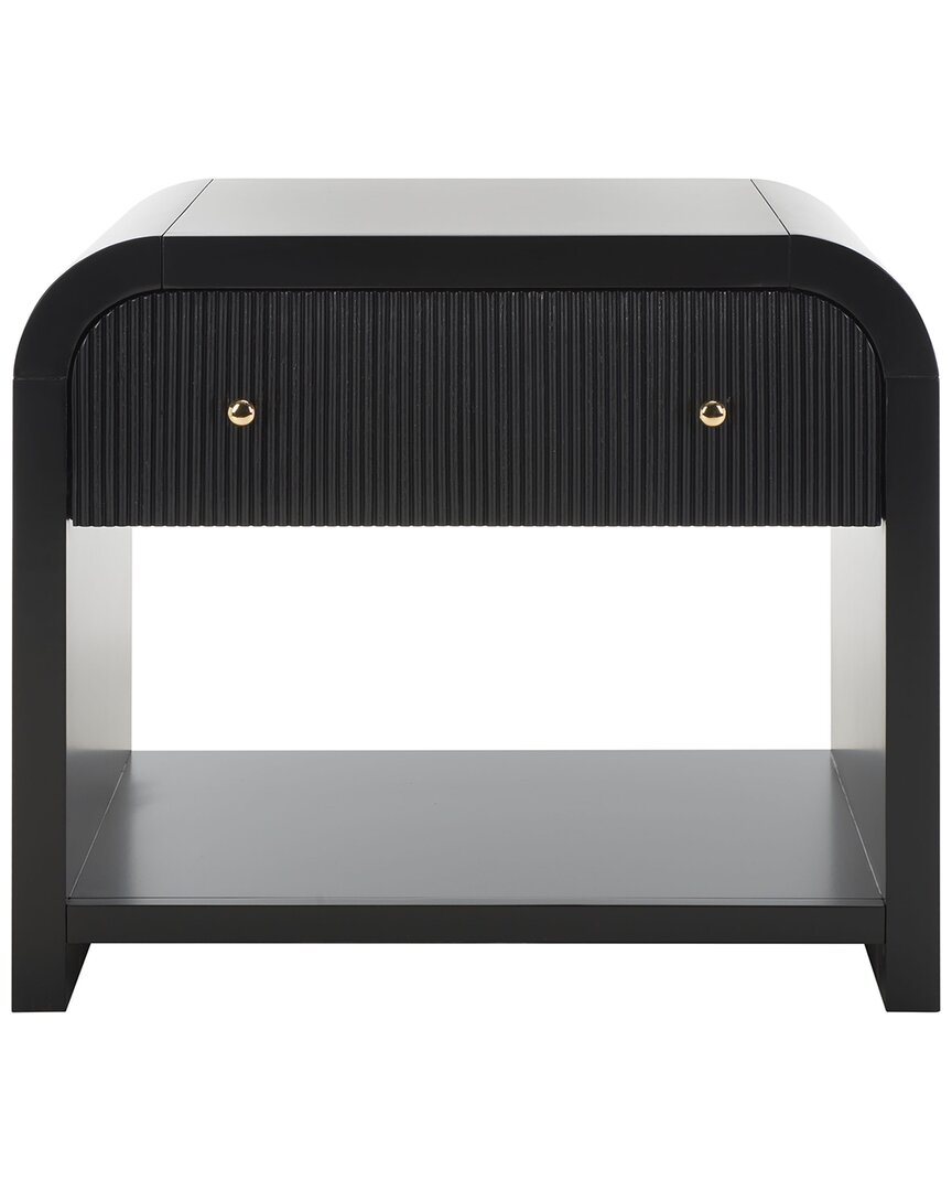 Safavieh Couture Liabella 1-drawer Curved Nightstand In Black